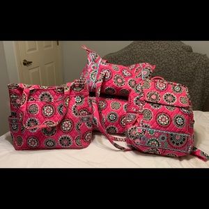 Large and small duffel, backpack, and purse